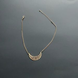 Geometric Crescent Moon Necklace